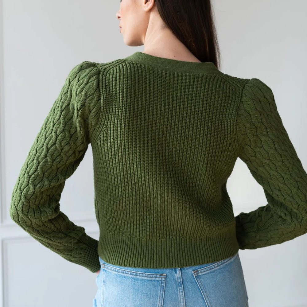 ROAM Perth Cable Cardigan with Rhinestone Buttons - Picture 2 of 2